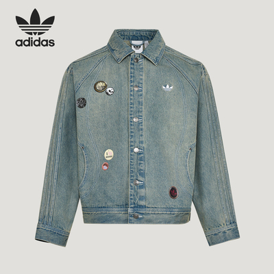 Adidas/阿迪达斯正品三叶草男士休闲牛仔运动时尚翻领外套KT6363
