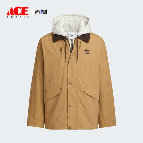 Adidas/阿迪达斯正品三叶草男士休闲连帽保暖二合一棉服KW1241
