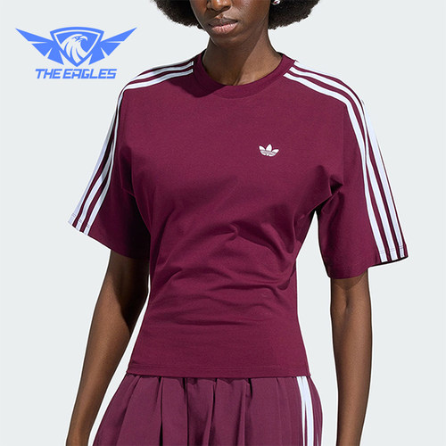 Adidas/阿迪达斯正品三叶草女士经典修身复古时尚短袖T恤KY5092
