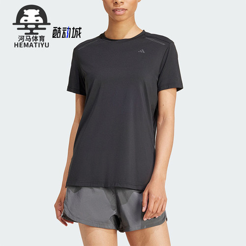 阿迪达斯女士圆领透气运动短袖
