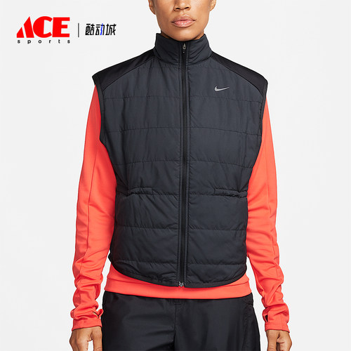 Nike/耐克正品女士休闲Logo印花拉链运动棉马甲FB7537-010
