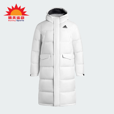 Adidas/阿迪达斯正品2025男士户外长款保暖运动连帽羽绒服KE5406