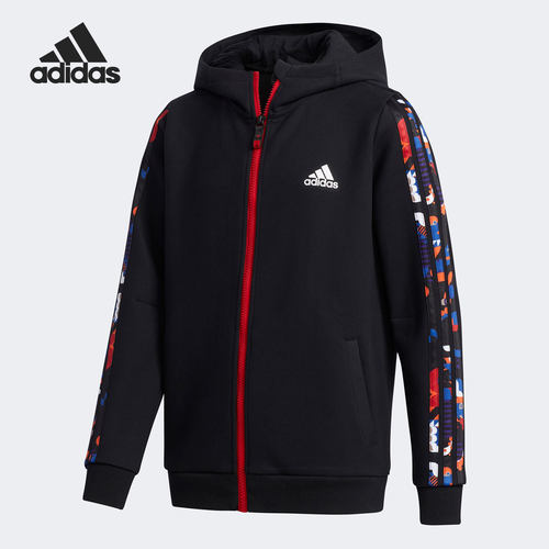 Adidas/阿迪达斯正品儿童印花休闲运动连帽夹克外套 GP0538