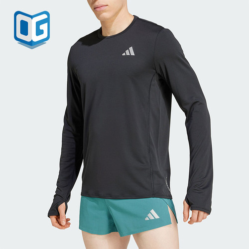 Adidas/阿迪达斯正品新款男士跑步运动休闲圆领长袖T恤JD1742