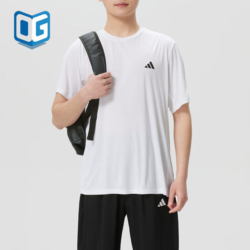 Adidas/阿迪达斯正品新款男白色跑步健身运动短袖T恤KU8713