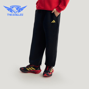 款 Adidas 阿迪达斯正品 2025冬季 KV6976 儿童日常束脚针织运动长裤