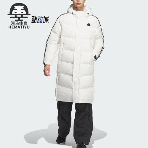 阿迪达斯男女保暖侧开排扣羽绒服