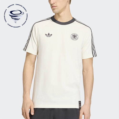 Adidas/阿迪达斯正品三叶草男士条纹针织透气足球运动T恤KG5098