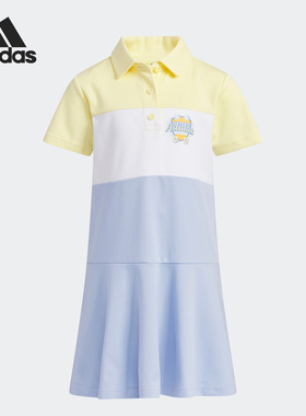 Adidas/阿迪达斯正品当季款小童运动翻领短袖连衣裙IA9264