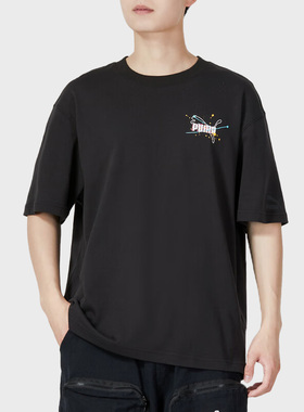 Puma彪马男子秋冬运动跑步训练透气圆领短袖T恤 624938-01