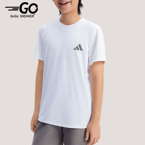Adidas/阿迪达斯正品2026春季儿童圆领简约亲肤运动休闲T恤KG5982
