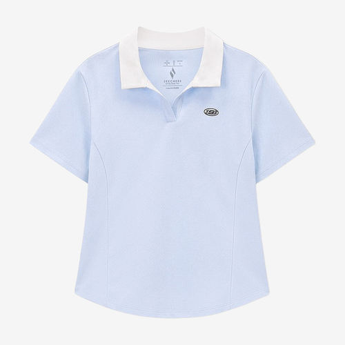 Skechers斯凯奇正品女短袖透气弹力柔软翻领衫L126W028-026P