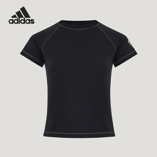 Adidas/阿迪达斯正品夏季女士圆领简约针织透气短袖T恤KZ5449