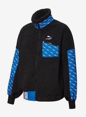 Puma/彪马正品拼接休闲仿羊羔绒女子运动立领外套532166-01