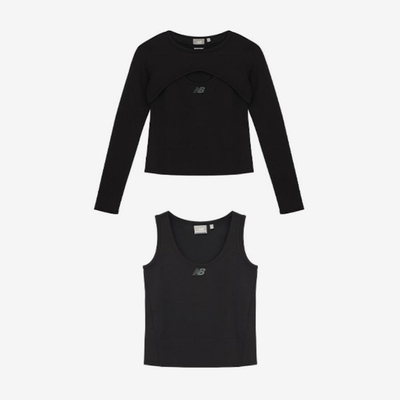 New Balance/NB正品2025新款女子简约两件套长袖T恤NDE12472-BK