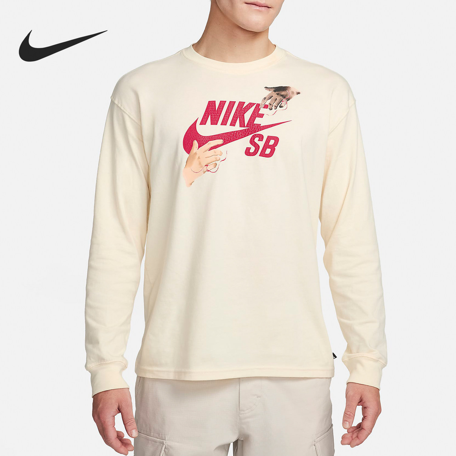 Nike/耐克官方正品SB 情人节男士运动休闲长袖滑板T恤FQ7682-113