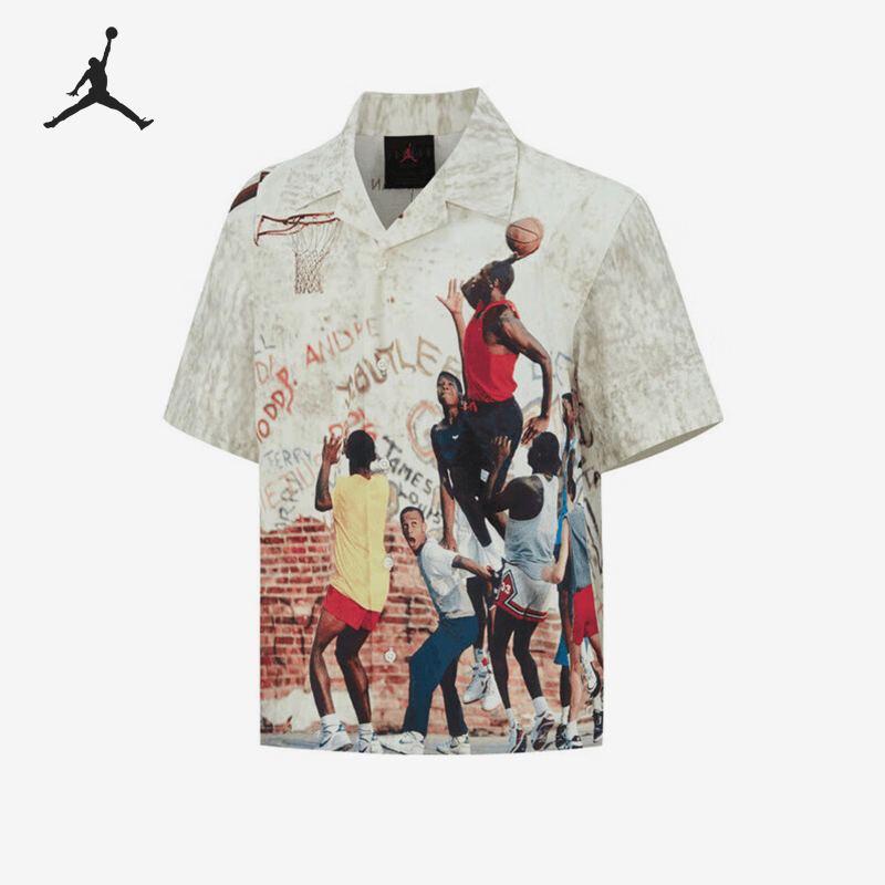 Nike/耐克正品JORDAN男士涂鸦印花翻领透气衬衫HF9348-133