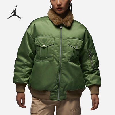 Nike/耐克官方正品JORDAN女士时尚翻毛领保暖运动棉服FB5089-340