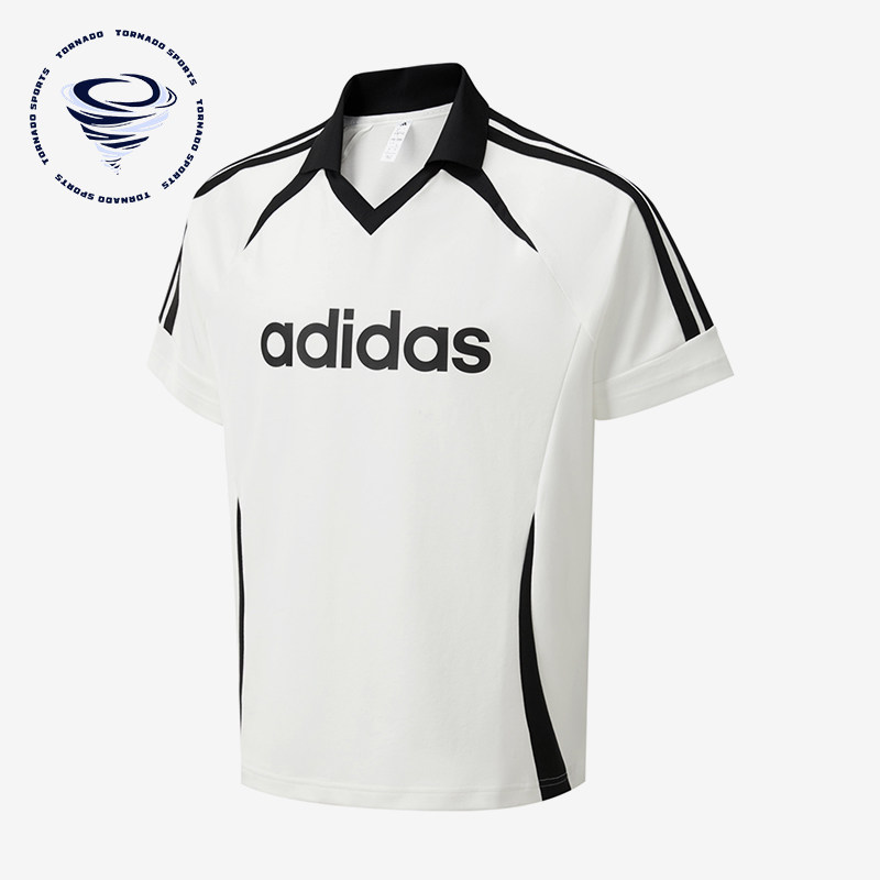 Adidas/阿迪达斯正品条纹V领男休闲舒适轻便经典短袖T恤KY2145