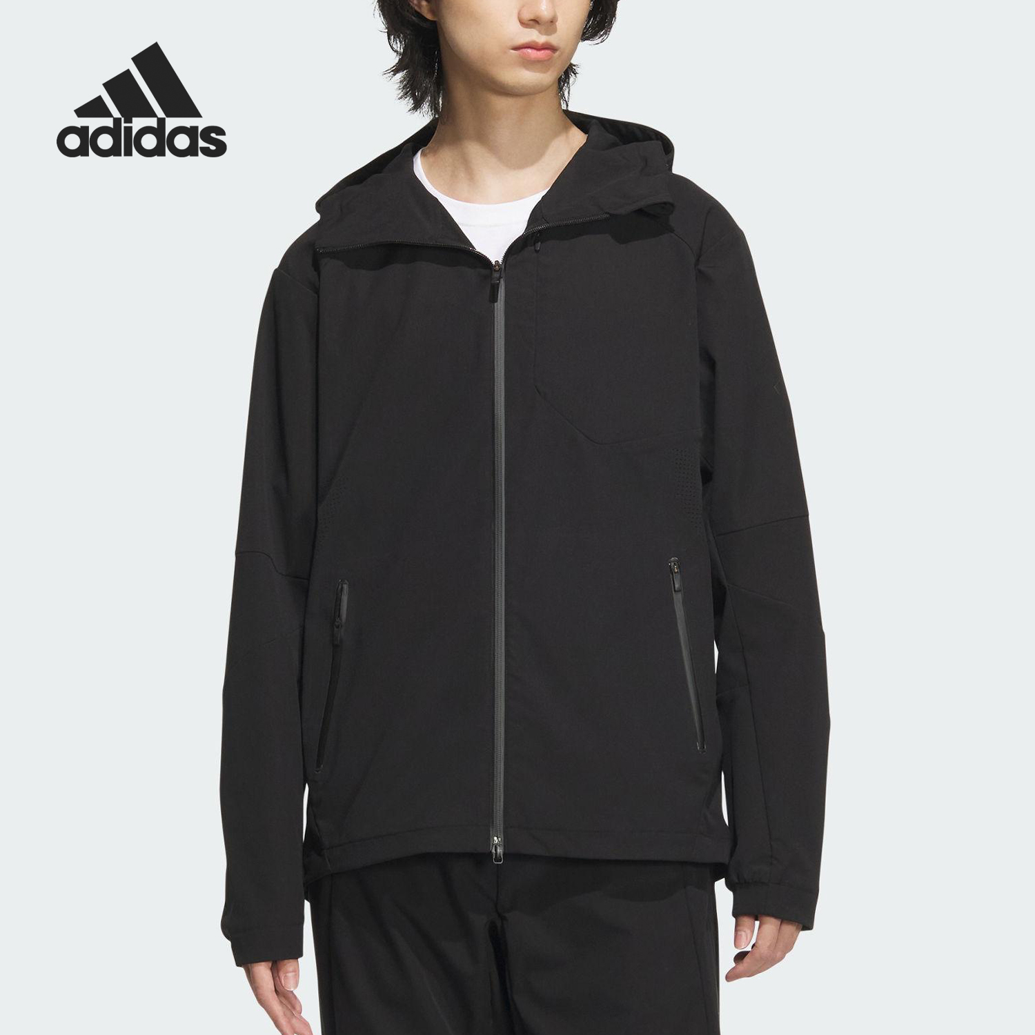 Adidas/阿迪达斯官方正品新款男士连帽休闲梭织夹克外套JM2007