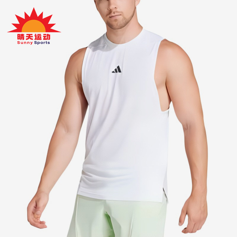 Adidas/阿迪达斯正品男士户外吸湿排汗训练健身背心T恤IS3795