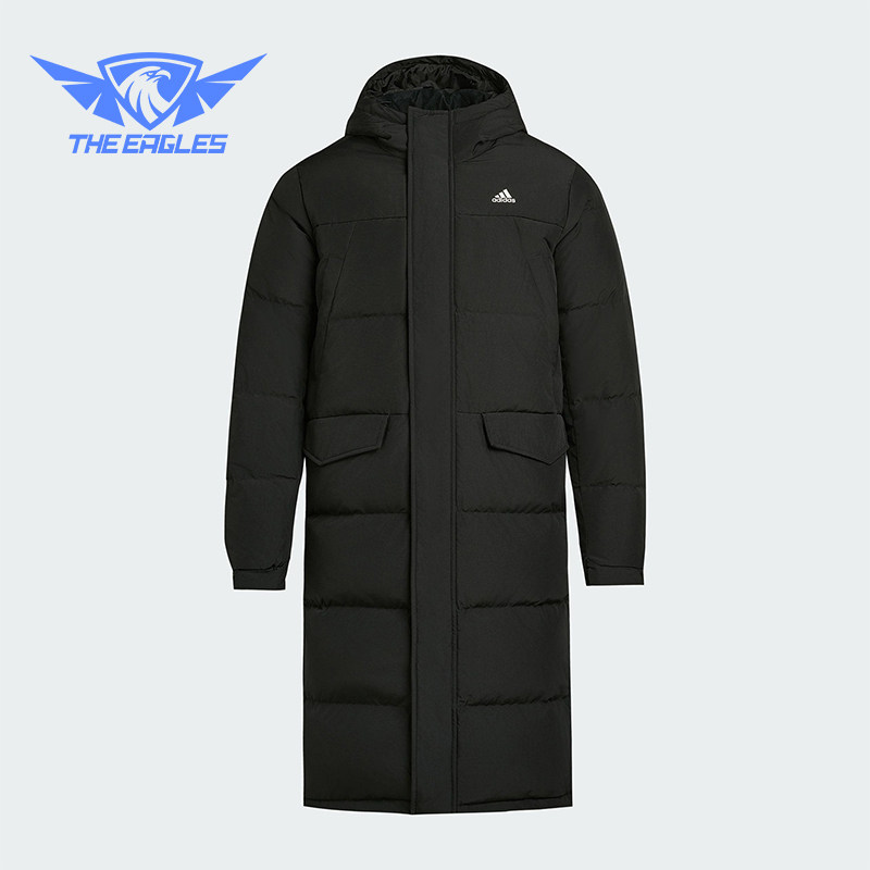 Adidas/阿迪达斯正品冬季男女连帽保暖长款运动休闲羽绒服KF6748