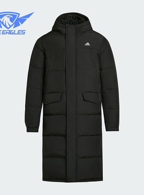 Adidas/阿迪达斯正品冬季男女连帽保暖长款运动休闲羽绒服KF6748