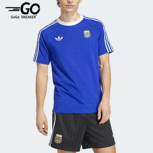 Adidas/阿迪达斯正品三叶草男士轻盈复古足球修身短袖T恤JZ6307