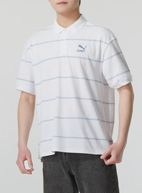 Puma/彪马正品夏季新款男士运动休闲条纹短袖POLO衫627122-02