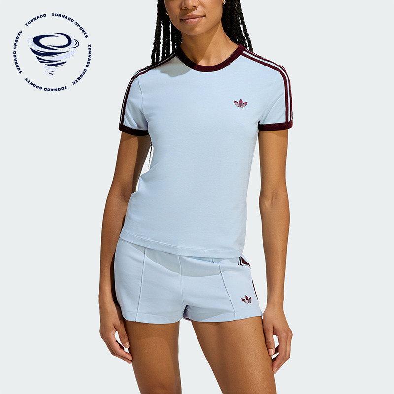Adidas/阿迪达斯正品三叶草女士圆领经典修身透气运动短袖KD3684图片