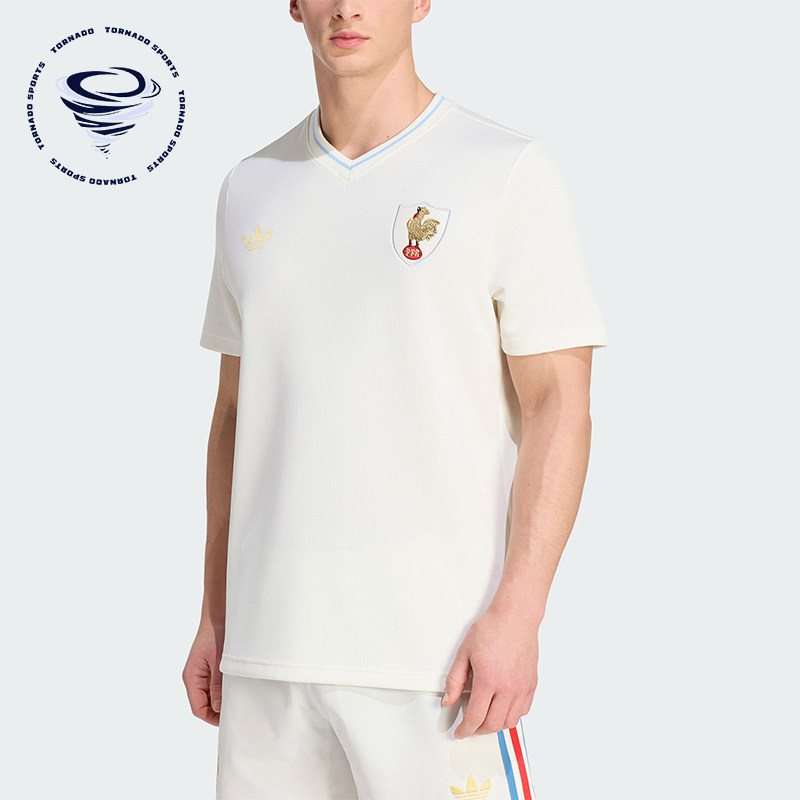 Adidas/阿迪达斯正品新款男米白色橄榄球训练经典短袖球衣JY8301