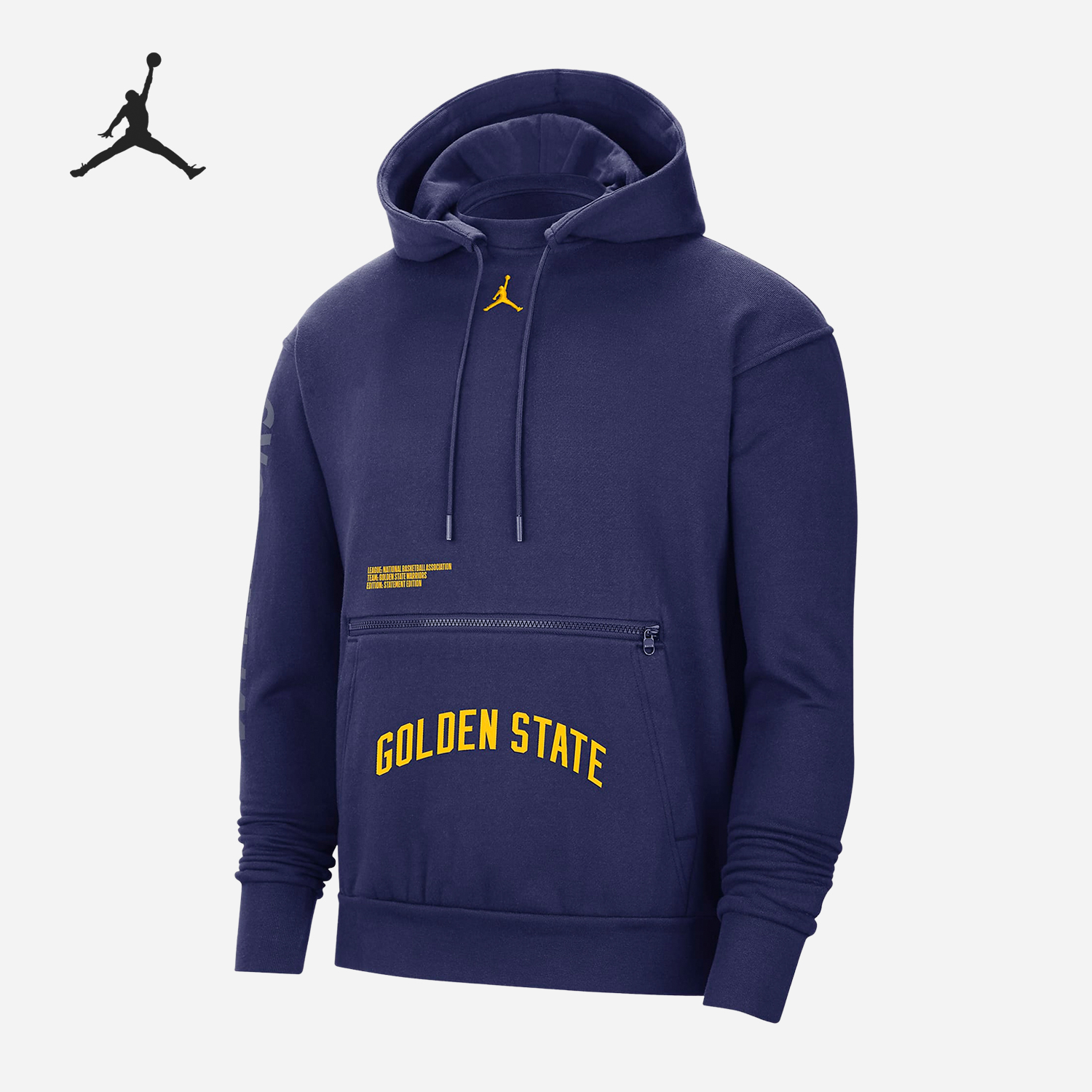 Nike/耐克正品Jordan男子金州勇士队加绒连帽运动卫衣DR7001