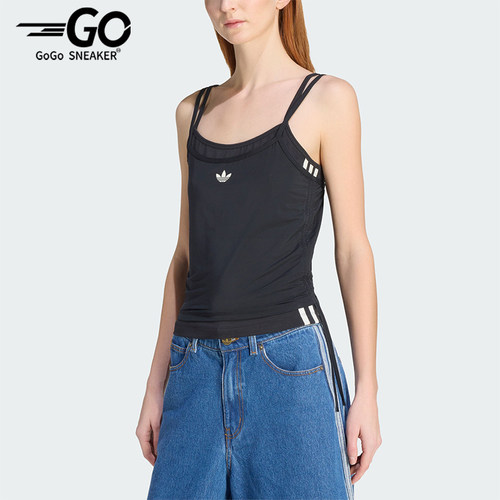 Adidas/阿迪达斯正品三叶草女士运动针织修身吊带背心T恤KW4524