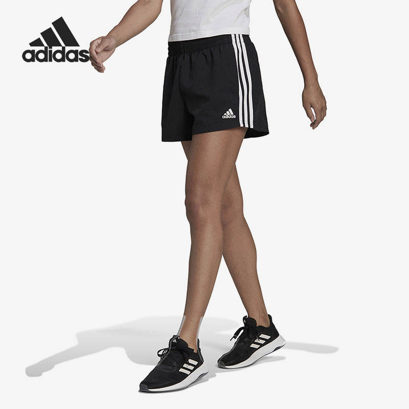 Adidas/阿迪达斯正品当季新款女子运动透气条纹五分裤HE9345