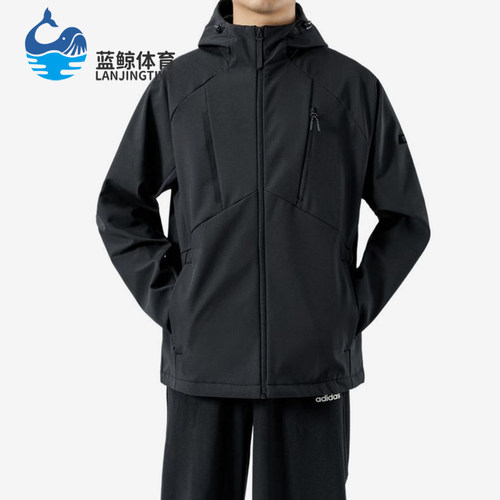 Adidas/阿迪达斯正品冲锋衣新款男黑色骑行经典夹克外套KG8966