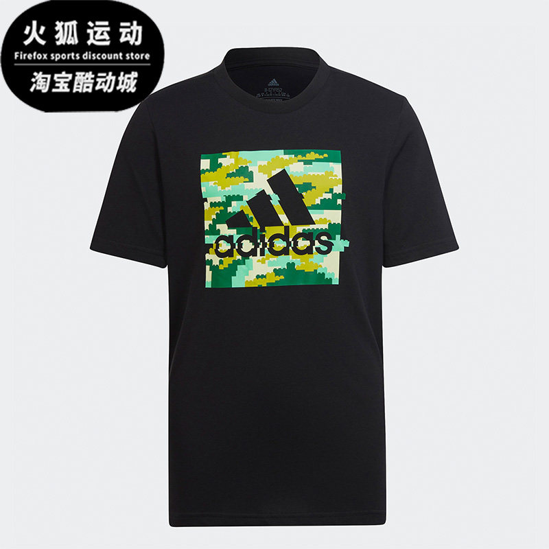 Adidas/阿迪达斯特价优惠黑色儿童时尚潮流舒适休闲运动T恤IB9157