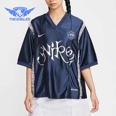 Nike/耐克正品夏季女士针织复古休闲蕾丝装饰宽松短袖II1939-410