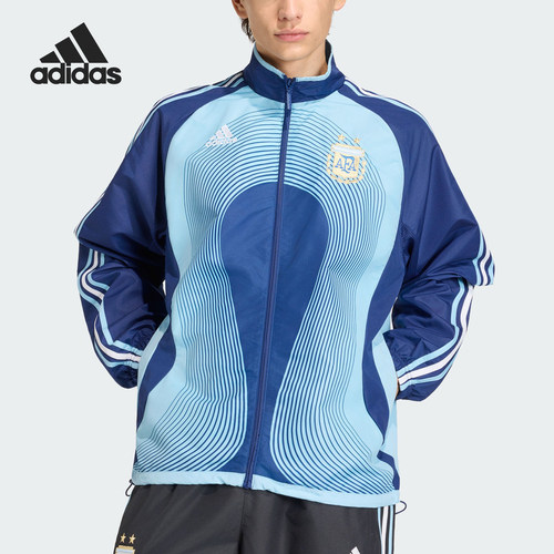 Adidas/阿迪达斯正品春秋男士运动拉链立领复古足球夹克JZ2214