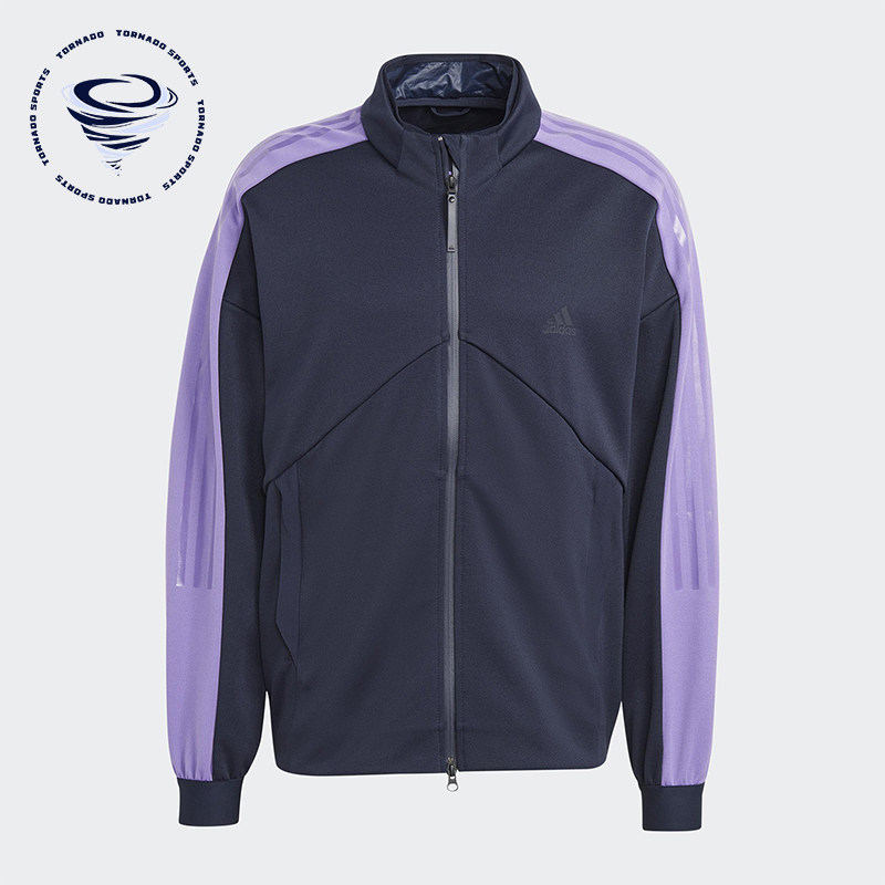Adidas/阿迪达斯正品新款男黑紫色复古立领经典夹克外套HY4139
