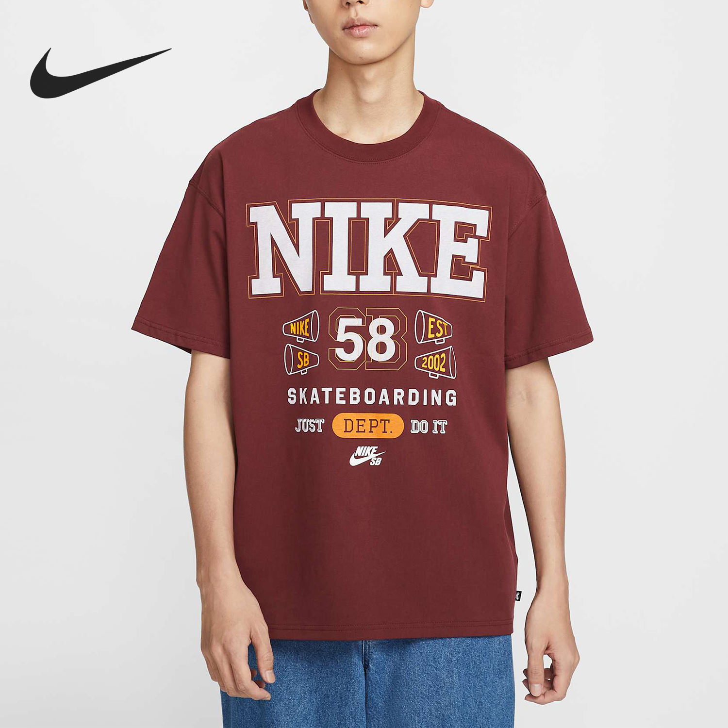 Nike/耐克官方正品2025秋季款男士宽松休闲运动短袖HV1312-619