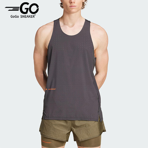 Adidas/阿迪达斯正品2025夏季款男士透气工字跑步T恤背心JY4087