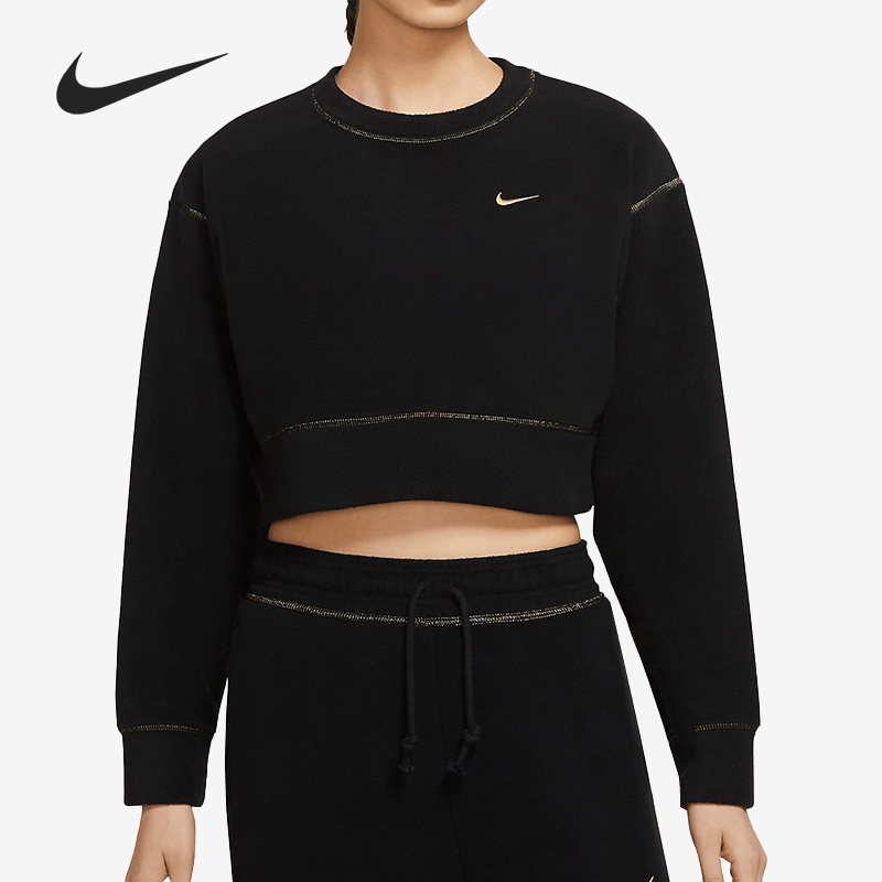 Nike/耐克正品女子 短款休闲运动舒适透气套头圆领卫衣CU6094-010