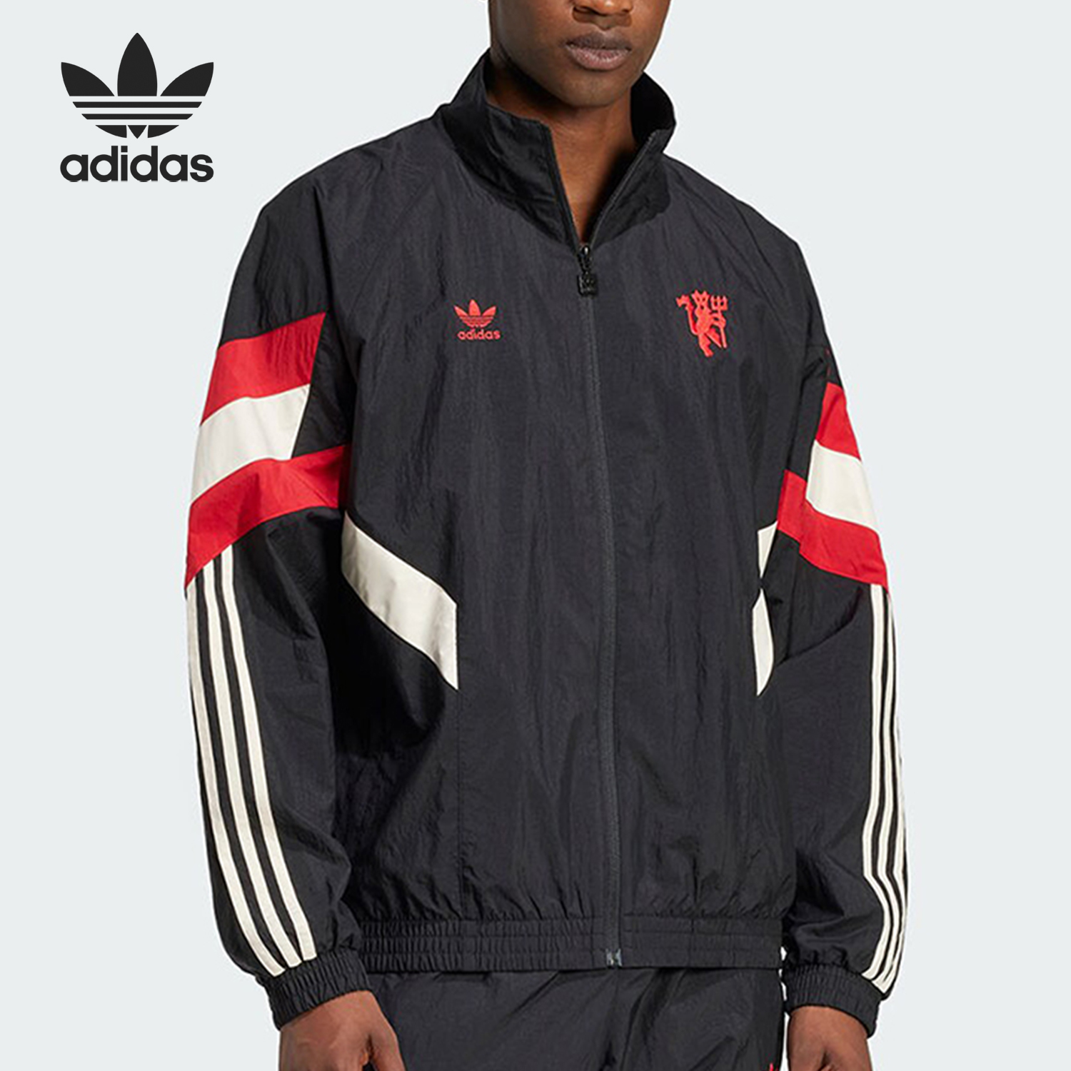 Adidas/阿迪达斯官方正品三叶草男士运动训练立领拼接外套IS6525