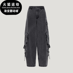 经典 Adidas 阿迪达斯正品 三叶草女士多口袋工装 KU9535 牛仔运动裤