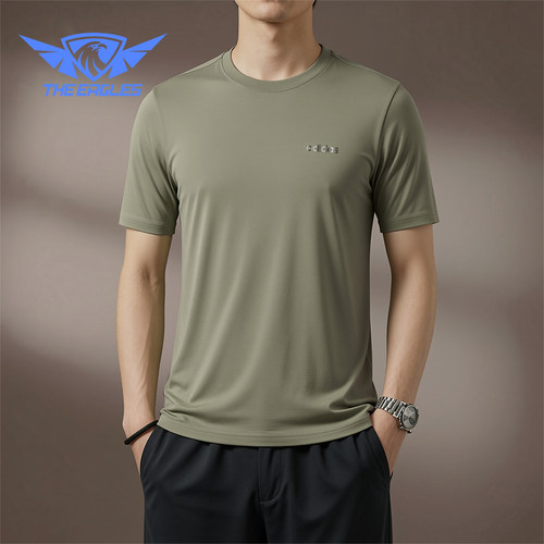 Adidas/阿迪达斯正品圆领宽松风男橄榄绿经典短袖休闲T恤KQ5316