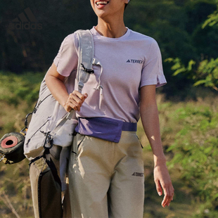 女子户外运动透气短袖 Adidas 新款 夏季 T恤IC1978 阿迪达斯正品