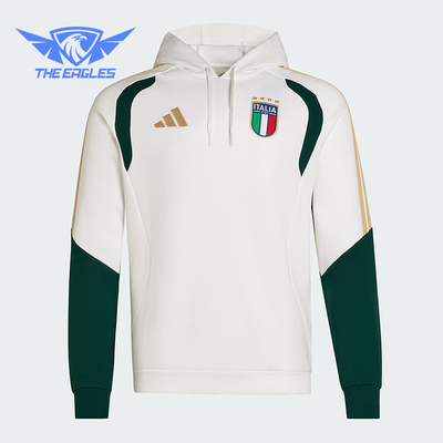 Adidas/阿迪达斯正品TIRO新款男米白绿色经典足球连帽卫衣JZ9364