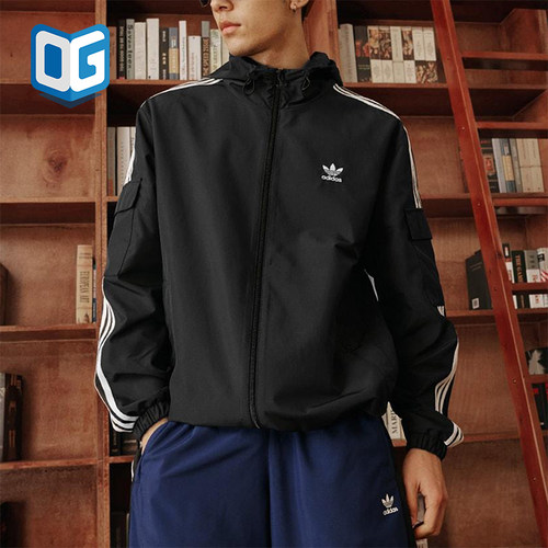 Adidas/阿迪达斯正品三叶草男女拉链经典运动连帽夹克外套KB1945
