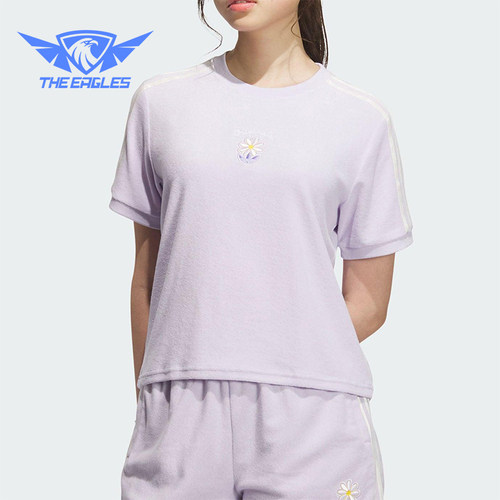 Adidas/阿迪达斯正品三叶草女士花卉印花经典透气针织短袖KB8961
