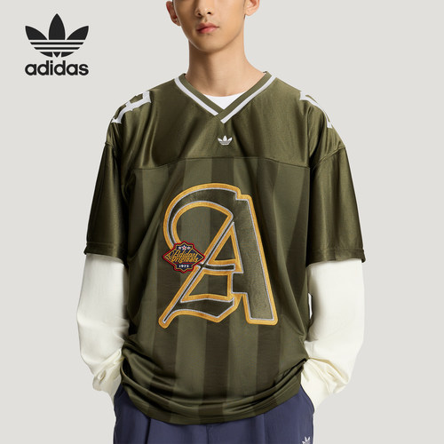 Adidas/阿迪达斯正品三叶草男士透气二合一球衣复古长袖T恤KS5329
